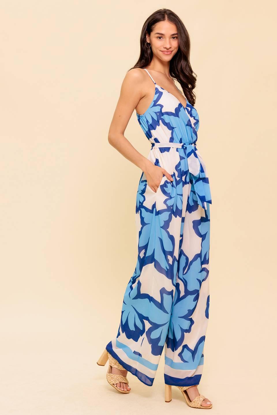 A NOVEL APPROACH NAVY WOVEN JUMPSUIT