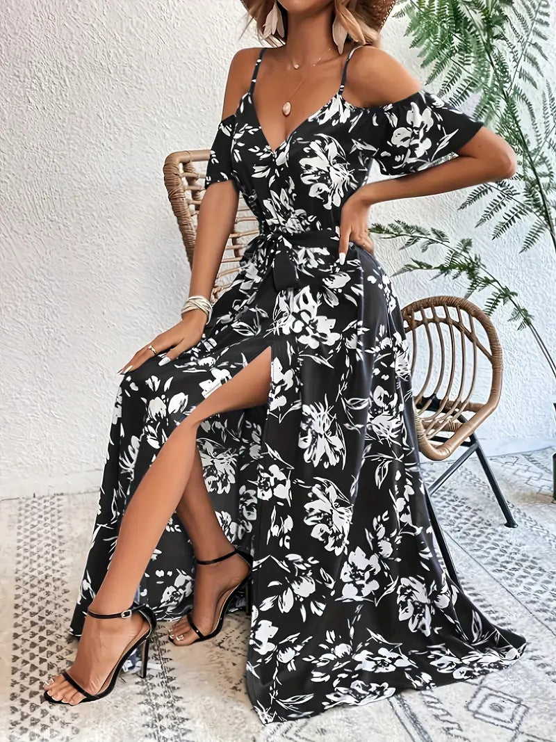 Floral Asymmetrical Maxi Dress