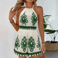 Women's Floral Halter Jumpsuit Sleeveless Backless One-Piece Romper